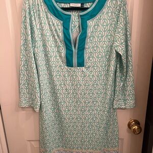 Cabana Life Teal and White Swim Coverup